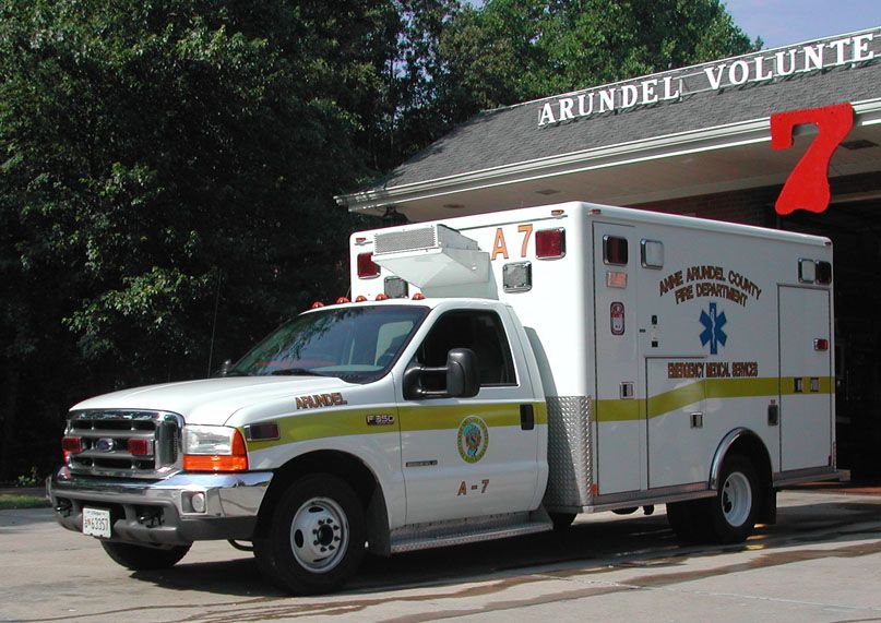 Ambulance 79 outside the bays.