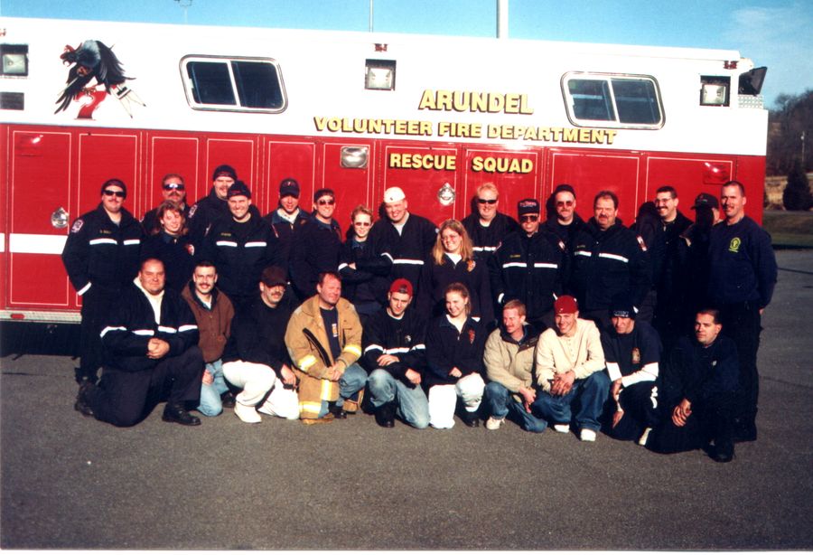 The company, in front of the rescue squad — same mission, new century.