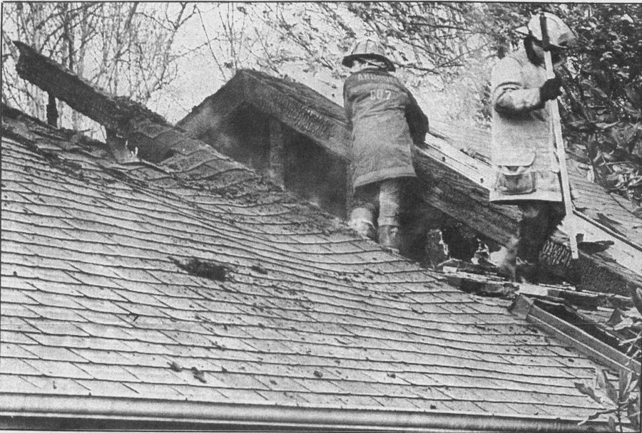 Roof work at a Crofton house fire.