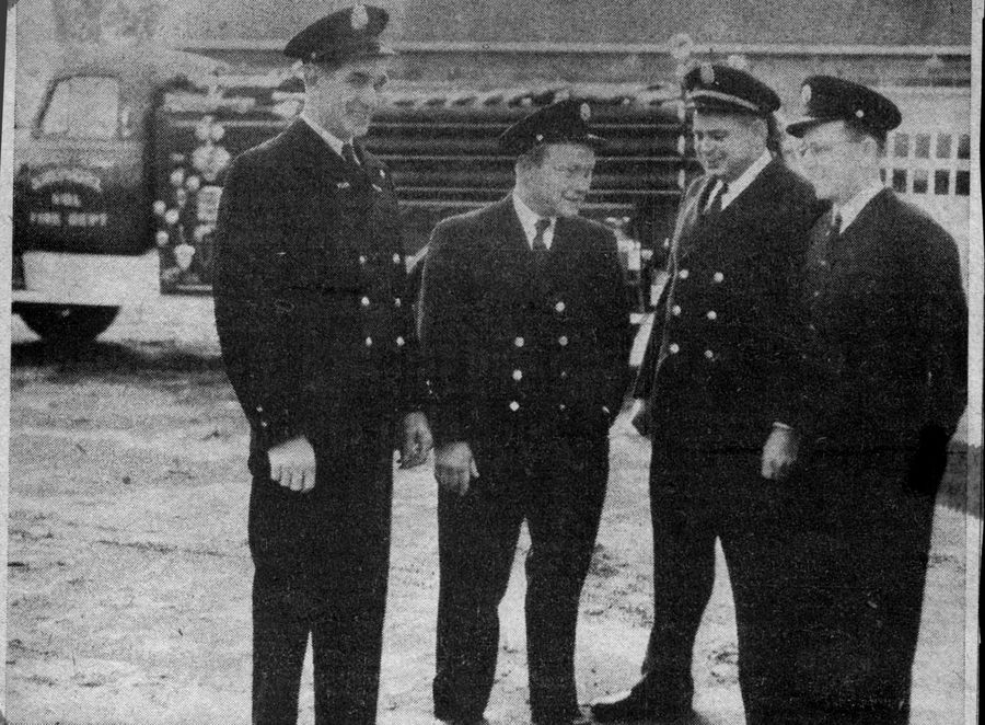 Dedication day: Carr, Jones, Klein, and Chaney in dress blues.