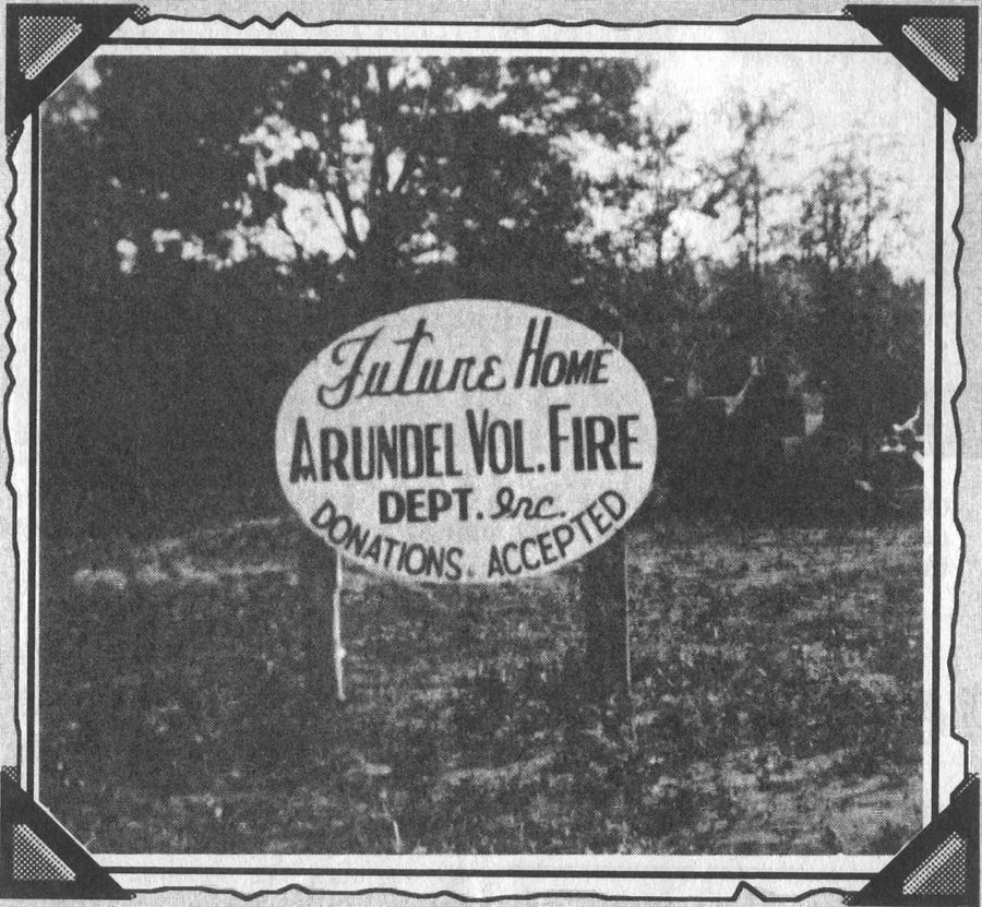 The promise on Davidsonville Road: "Future Home — Arundel Vol. Fire Dept. Inc. Donations Accepted."