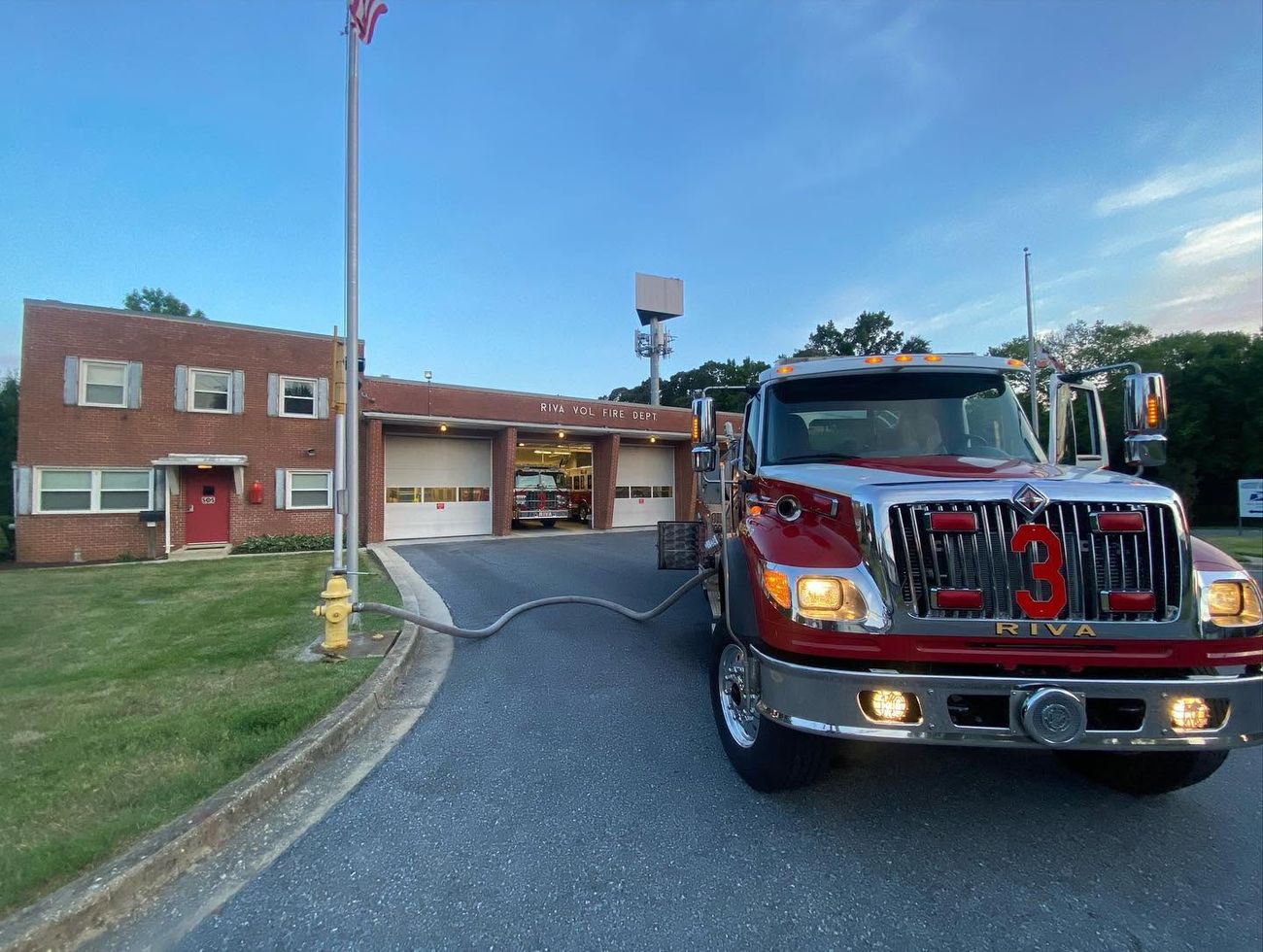 The tanker in front of Station 3 on Riva Road